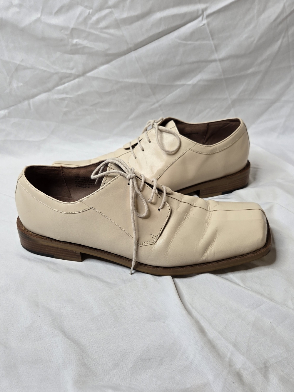 Giorgio Brutini Men's 11.5M Cream Leather Square Toe Oxford Dress Shoes